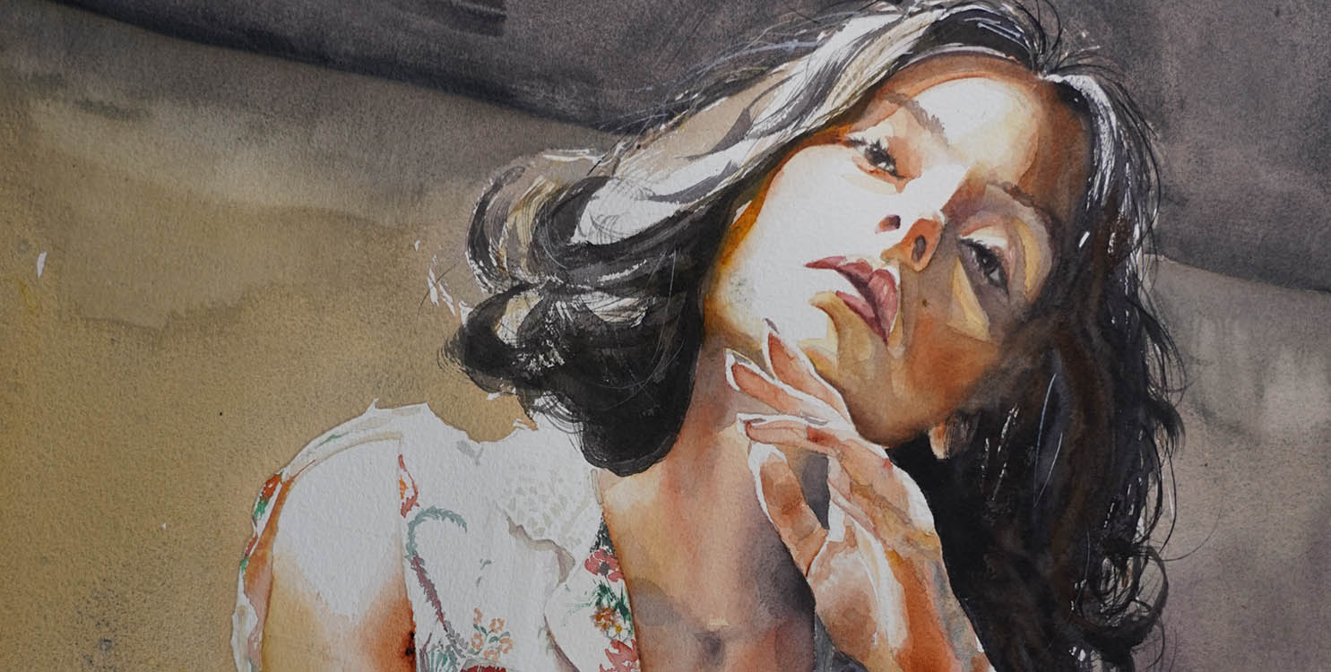 "Retrato de mujer", acuarela de Carlos García